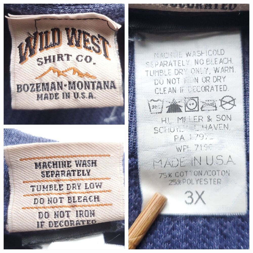 Vintage Yellowstone National Park  T Shirt Mens 3X (Fits XL) Blue Stripe Elk - Picture 5 of 8